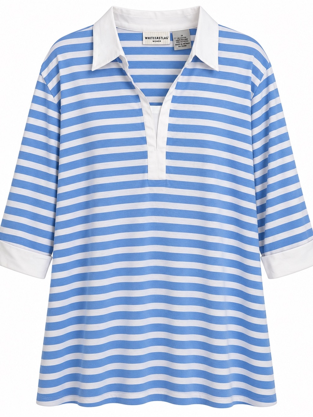 White Stag Blue & White Striped Polo Tunic 100% Cotton 3X NWT 🩵